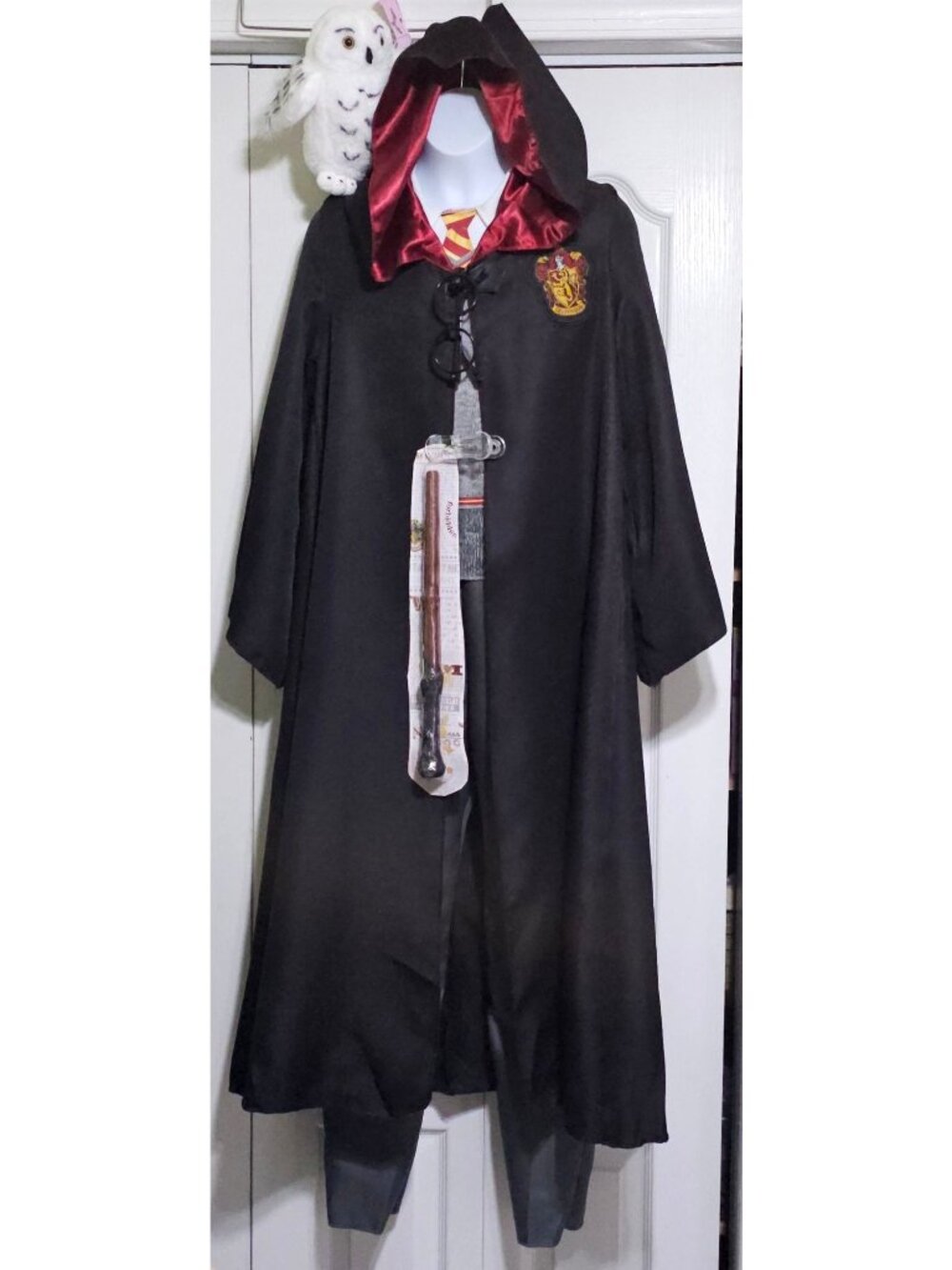 Harry Potter Deluxe Costume Boys 10-12 Outfit Robe Plush Hedwig Wand Glasses - Picture 1 of 9